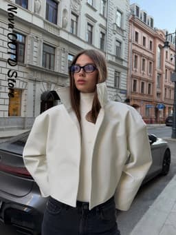 Fashion Faux Leather Jacket Women Solid Stand Neck Full Sleeve Loose Cropped Coats Lady New Causal Chic Autumn Outwear 2026
