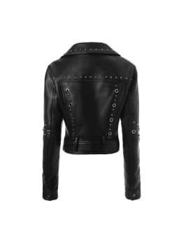 Autumn and Winter Women's short Black tops Popular PU Slim Fit Lapel Motorcycle Jacket Punk Rock Short Zippered Leather Jacket