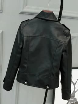 Slim Fit Motorcycle Jacket Zipper Collar Street Style Short Coat Women's Fashion Leather Jacket Long Sleeve Pure Color