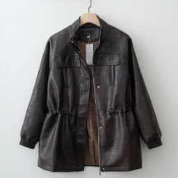 Women's Elegant Casual Zipper Office Coat 2026 New Spring Pu Leather Stand Neck Jacket Chic High End Adjustable Waist Streetwear