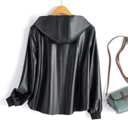 2026 Fashion Hooded Leather Jacket Women Faux Leather Coat Streetwear Lady Loose Tops Zipper-up Short Outerwear Soft Not Crack