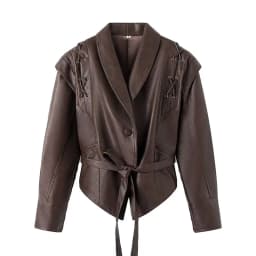 Faux Leather Brown Women Jackets Belt Lace Up Lapel Female Coat 2026 Autumn Vintage Casual Spring Long Sleeve Lady Outwear