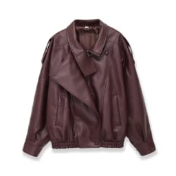 Fashionable Long Sleeve Stand Collar Workwear Leather Jacket for Women Autumn New Style Versatile Commute Style Polyester Fiber