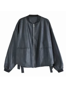 Amax LuluE 2026 Autumn Fashion Biker Clothes Womens Loose Vintage Faux Leather Jackets Luxury Punk Pu Coats Black Big Outerwear