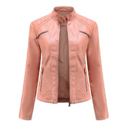 2026 New Lavender Purple Women's Long Sleeve PU Jacket, Fashion Motorcycle Leather Jackets, Red Coat, Black Outerwear.