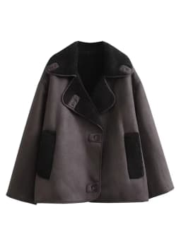 2023 Winter Women Warm Jacket Vintage Casual Solid Faux Leather Long Sleeve Coat Female Windbreaker Outwear Lapel Tops