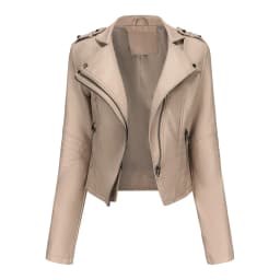 Faux Leather Jacket for Women, Turndown Collar, Punk Coat, Motorcycle, Black, Rivet Zipper, Outerwear, Female, Autumn, 2025