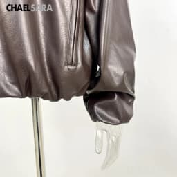2026 New High Quality Women's Faux Leather Jacket Female Casual Brown Zip-Up PU Leather Coat Outerwear