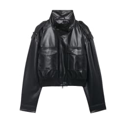 DUOPERI Women's Fashion With Pockets PU Black Jackets High Street High Neck Long Sleeves Coats Female Elegant Chic Lady Outfits