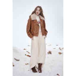 ELFSACK 2025 Winter New Arrivals Y2K Vintage Chic Layered Lapel Faux Leather Short Jacket For Women