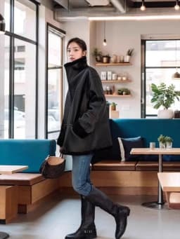 Korean Imitation Lambskin Long Sleeve Fur One-Piece Jacket Women's Overcoat Winter New Warm Loose Motorcycle Collar Leather Coat