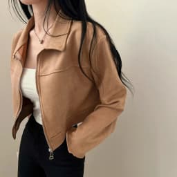 Chic Vintage Leather Velvet Long Sleeve Loose Fit Stand Collar Zipper Short Jacket Women's Fashion Commute Style Regular Sleeve