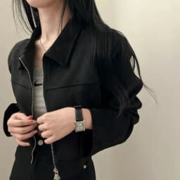 Chic Vintage Leather Velvet Long Sleeve Loose Fit Stand Collar Zipper Short Jacket Women's Fashion Commute Style Regular Sleeve