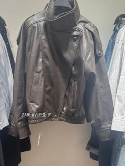 ZARluvip Long Sleeve Stand Collar Faux Leather Jacket Motorcycle Style Women's Outerwear Casual Straight Cut Winter New