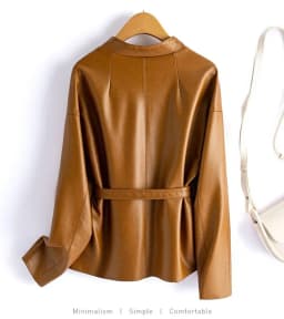Real Sheepskin Coat For Women Spring Autumn 2026 New High Quality Black Genuine Leather Jacket With Sashes Кожанка Женская