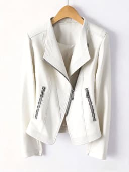 2026 Fashion Spring Autumn Women's PU Leather Jacket Short Coat Zip-up Quilted-lapel Top Belt Slim Jackets Streetwear Outerwear