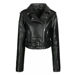 2026 Fashion Spring Autumn Women's PU Leather Jacket Moto&biker Super-short Expose-navel Coat Zip-up Lapel Top Belt Slim Jackets