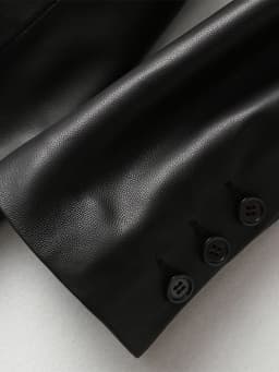 Nerazzurri Autumn Black Soft Light Faux Leather Jackets for Women 2022 Deep V-Neck Belt Elegant Luxury Korean Fashion 6xl 7xl