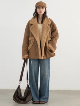 CHIC VEN Women Faux Leather Coat Single Breasted Loose Casual New Motorcycle Suit Suede Fur Jacket Female Top Autumn Winter 2025