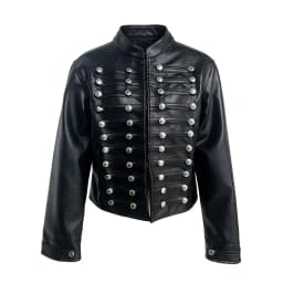 2026 Autumn Winter Women's High Street Black Faux Leather Short Jackets Lady Retro Napoleon Buttons PU Loose Fit Coats Outerwear