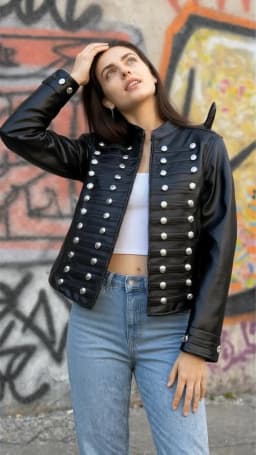 2026 Autumn Winter Women's High Street Black Faux Leather Short Jackets Lady Retro Napoleon Buttons PU Loose Fit Coats Outerwear