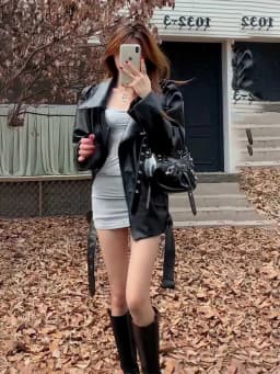 Street Style Sweet Cool Girl PU Leather Jacket Women's Spring New Loose Fit Versatile Slimming Motorcycle Top Trendy