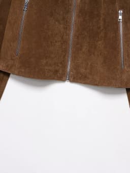 Retro Brown Stand Collar Bared Back Short Leather Jacket Women Zipper Merald Outerwear American Style Long Sleeve Winter Coat