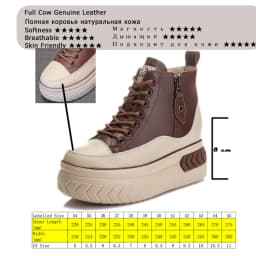 High Top Women Shoes Genuine leather 8cm Platform Boots Wedge Hidden Heel Zip Spring Autumn Warm Fur Winter Shoes Sneakers