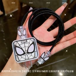 Anime Spider Man USB Data Cable Protective Case DIY Cartoon Spider Man Cute PVC Protective Sleeve Suitable for 20W Phone