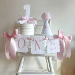 Bowknot One-Year-Old Birthday Cap Embroidery Lace Edge First Birthday Garland Pink Blue Ball Birthday Hat First Birthday