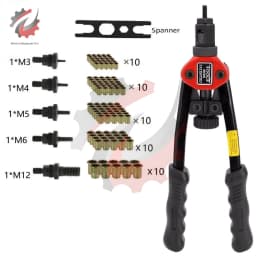 M3-M12 Professional Rivet Nut Tool Hand Rivet Nut Gun Kit Riveter with Metric & Inch Mandrels Rivet Nuts Threaded Riveter Tool