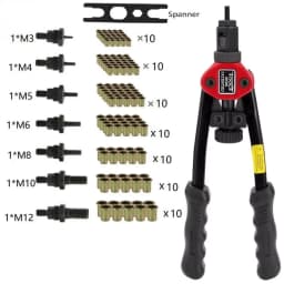 M3-M12 Professional Rivet Nut Tool Hand Rivet Nut Gun Kit Riveter with Metric & Inch Mandrels Rivet Nuts Threaded Riveter Tool