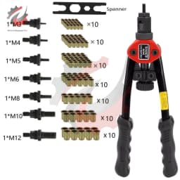 M3-M12 Professional Rivet Nut Tool Hand Rivet Nut Gun Kit Riveter with Metric & Inch Mandrels Rivet Nuts Threaded Riveter Tool