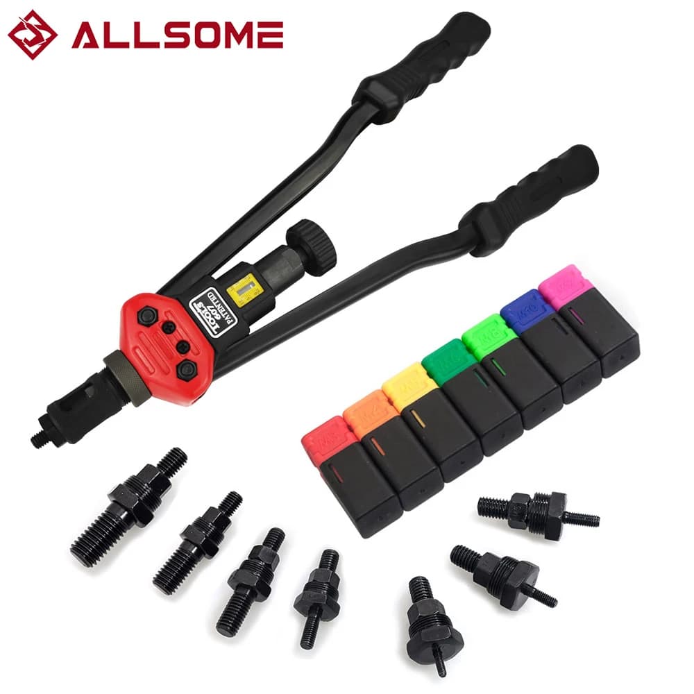 ALLSOME BT-607 16" Manual Riveter Gun Hand Rivet Tool Kit Rivet Nut Setting Tool Nut Setter M3/M4/M5/M6/M8/M10/M12