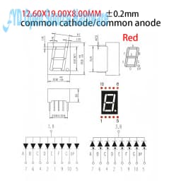 10-100PCS 0.56inches 7 Segment 1 Digital LED Display Super Red Common Cathode ANODE DIP10