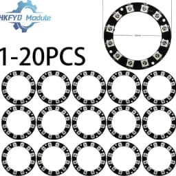 1-20PCS WS2812 12-Bit RGB LED Ring, 5050 Smart Full-Color Light Circle Module for Arduino DIY Lighting Effects