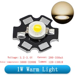 1W 3W 5W High Power LED Beads Full Spectrum Pure White/Warm With 20mm Black Star PCB Heat sink Aluminum Substrate DIY lights