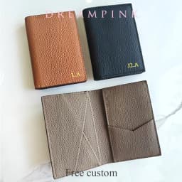 Custom Name Luxury Men Waalet Genuine Leather Personalize Initials Mini Women Card Holder With Gift Box Small Business Wallet