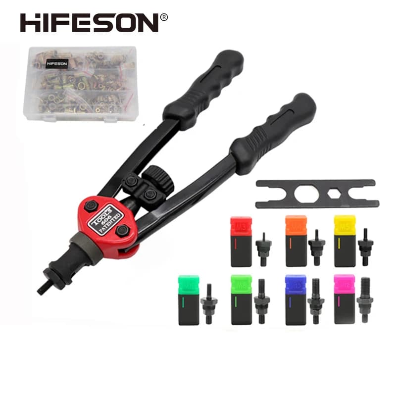 HIFESON Hand Threaded Rivet Nut Gun 70/95/300PCS Nuts Insert Manual Riveter Rivnut Tool for M3 M4 M5 M6 M8 M10 M12 Nut