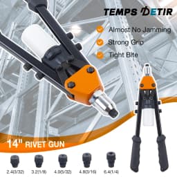 New 14" Manual Rivet Gun Kit Professional Pull Gun with 250pcs Rivets & 5 Nosepieces Labor-saving Cordless Home Rivet Nut Tool