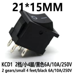 10Pcs KCD1 Series 2/3/4/6 Pin Rocker Switch Power Switches 6A/10A 250V 125V 2/3 Position Black Button Mounting 15mm*21mm With Li