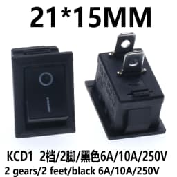 10Pcs KCD1 Series 2/3/4/6 Pin Rocker Switch Power Switches 6A/10A 250V 125V 2/3 Position Black Button Mounting 15mm*21mm With Li
