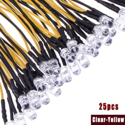 25pcs Prewired Led Diode Lights 12v Fast Slow Flash RGB Emitting Diodes 5mm Lamp DIY Projects White Red Green Blue Orange Yellow