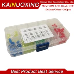 200PCS/Lot 3MM 5MM With Box Led Kit With Box Mixed Color Red Green Yellow Blue White Light Emitting Diode .10 Values Each 20PCS