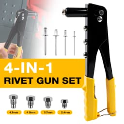 Professional Manual Rivet Gun Set Quick Riveting Tool Heavy Duty Hand Tool Set with Rivet Heads Effortless for Home Car Repair