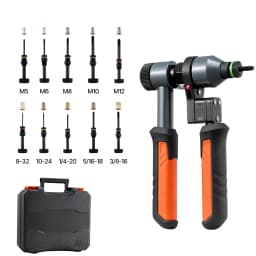 SucceBuy Rivet Nut Tool Kit Ratchet Rivnut Tool Kit Metric and SAE Size with 7/8/10/13 Mandrels and Nuts a Rugged Carrying Case