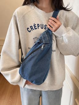 Retro Denim Canvas Crossbody Bag Simple Casual Style Men Women Diagonal Bag Large Capacity Trendy Backpack for Leisure