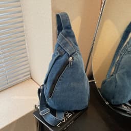 Retro Denim Canvas Crossbody Bag Simple Casual Style Men Women Diagonal Bag Large Capacity Trendy Backpack for Leisure