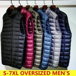 Men's Sleeveless Puffer Jacket 2025 New Autumn Spring Lightweight Water-Resistant Packable Men Down Vest Coat Plus Size 5xl 6xl