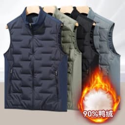 Men's Down Vest Winter Warm Lightweight Thermal Padded Sleeveless Jacket Outdoor Sports Casual Bodywarmer